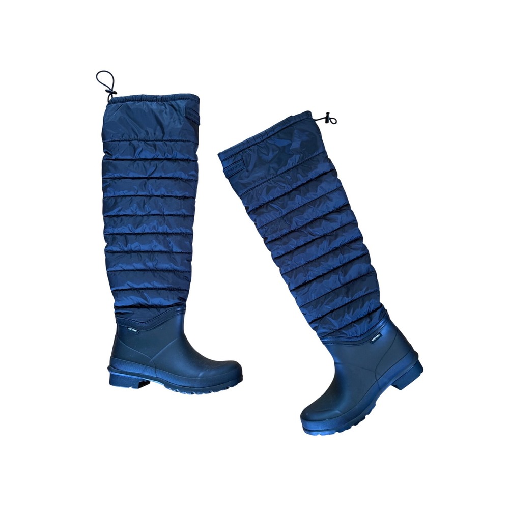 Tretorn Harriet Over the knee rain boots in black outdoor Gorpcore